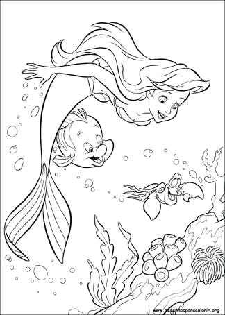 324x454 Sebastian Coloring Pages Little Mermaid With Her Friends Flounder
