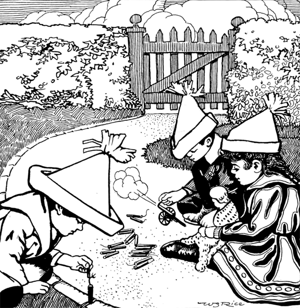 597x612 Children Playing With Toys In Their Backyard Coloring Page Boys