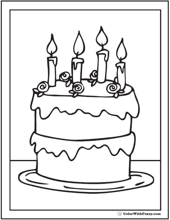 590x762 Add Candles To The Birthday Cake Coloring Page 28 Birthday Cake