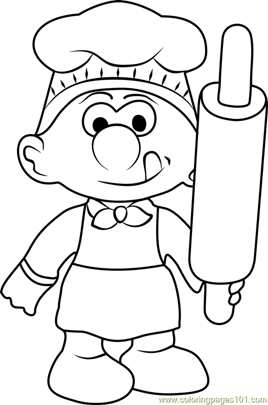 529x800 Baker Smurf Coloring Page