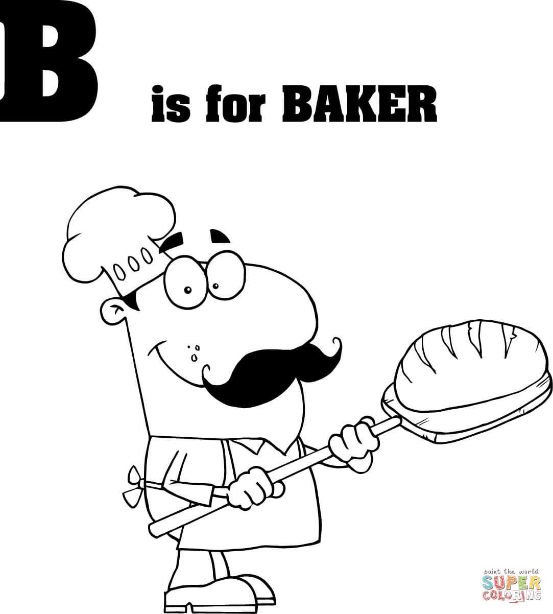 1083x1202 Letter B Is For Baker Coloring Page From Learn English Alphabet