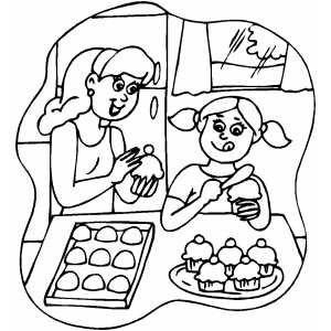 300x300 Baking Yummy Cupcakes Coloring Page