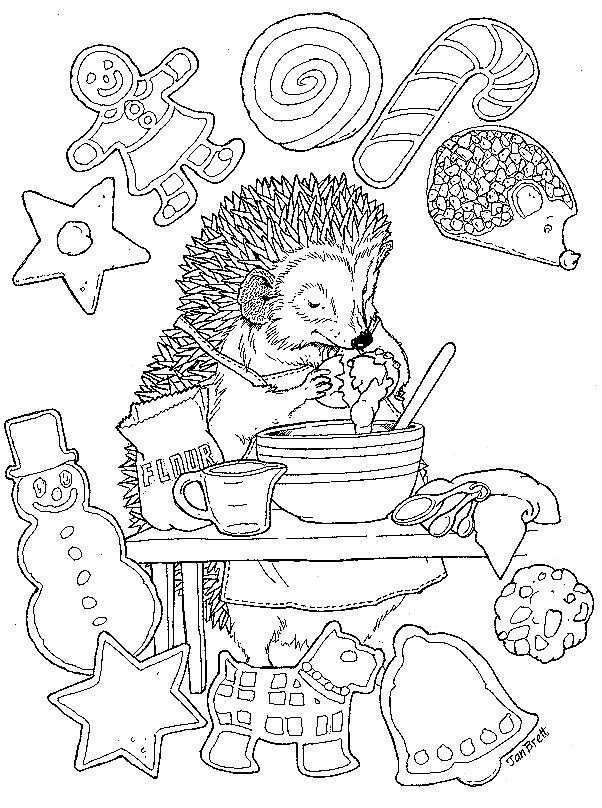 602x808 Christmas Hedgie Baking Color Page Christmas Cheer