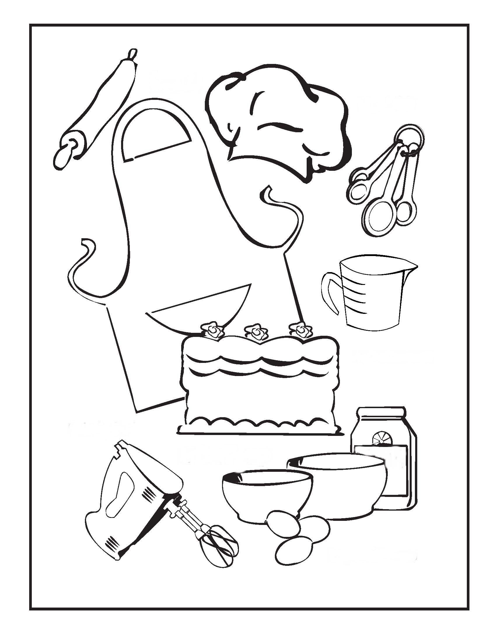 1700x2199 Cooking And Baking Coloring Pages Birthday Printable Recipes