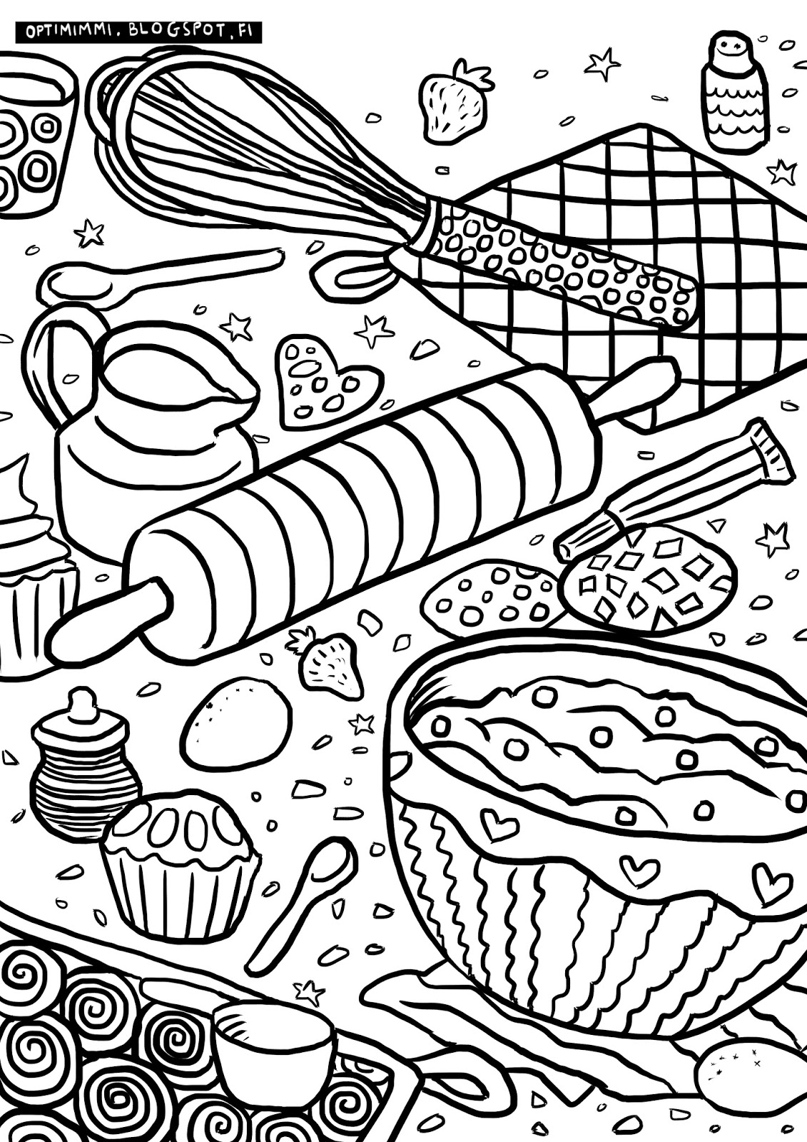 1131x1600 Optimimmi Baking (A Coloring Page) Leipominen