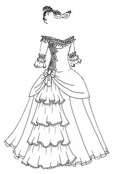 236x357 Ball Gown Coloring Page For Girls, Printable Free Coloring Pages