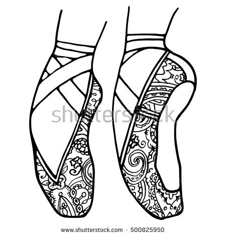 450x470 Pointe Shoes Coloring Pages