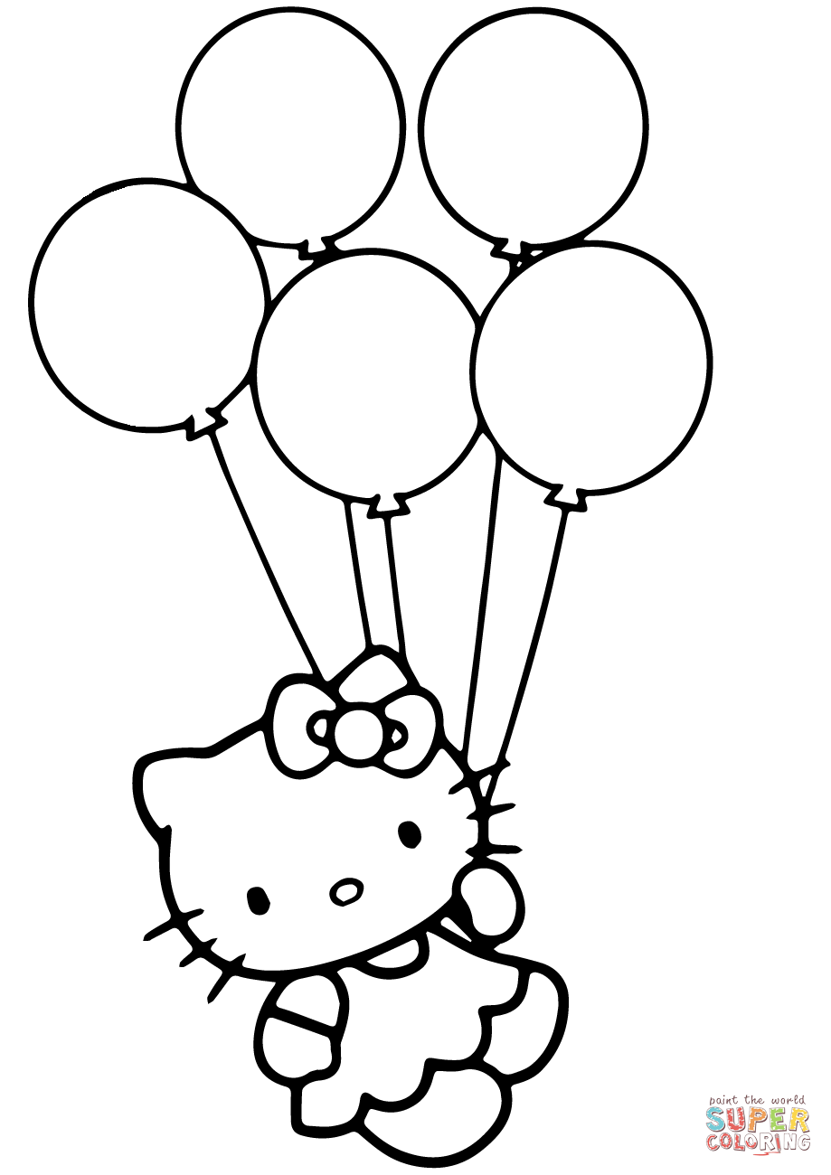 919x1300 Quickly Ballon Coloring Page Balloon Pages Hello Kitty