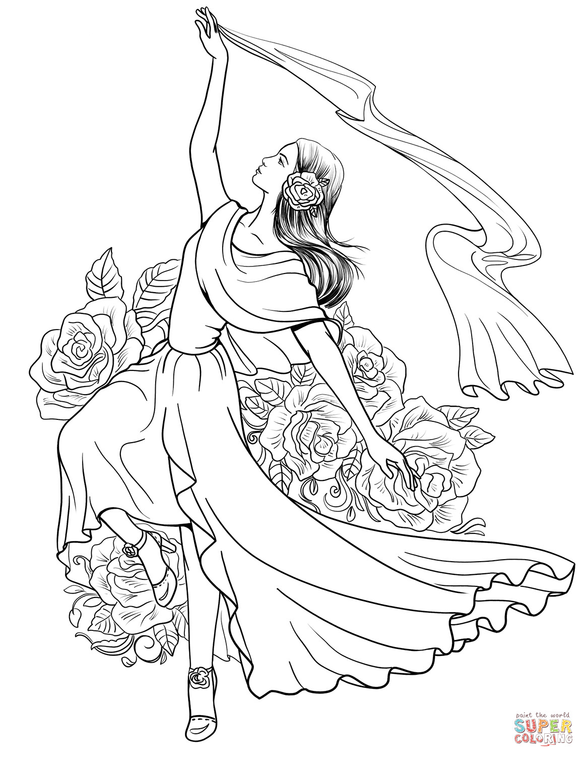 1159x1500 Scheherazade Dance Coloring Page Free Printable Pages At Sheets