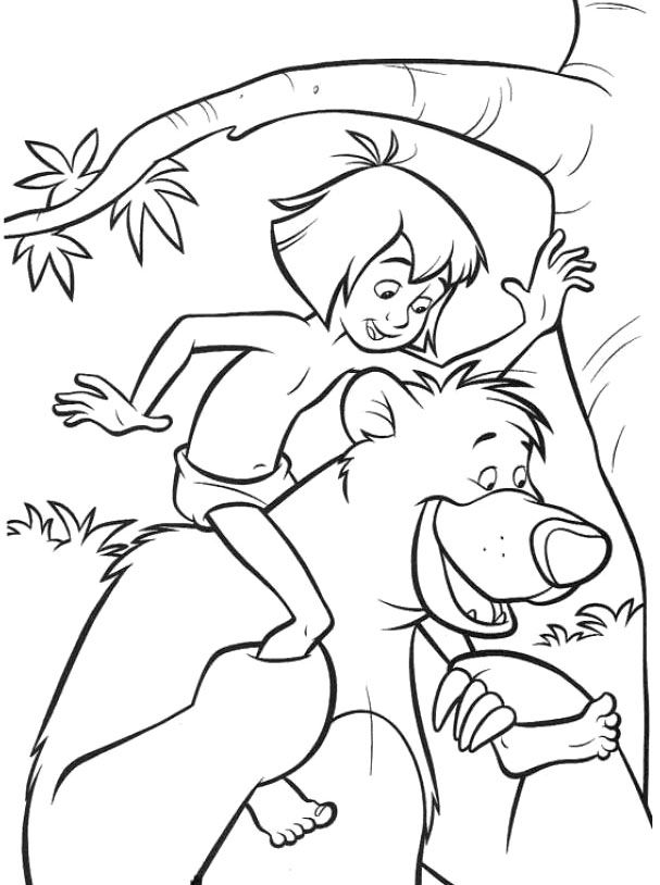 607x814 Jungle Book Mowgli Baloo Backs Up Coloring Pages Coloriages
