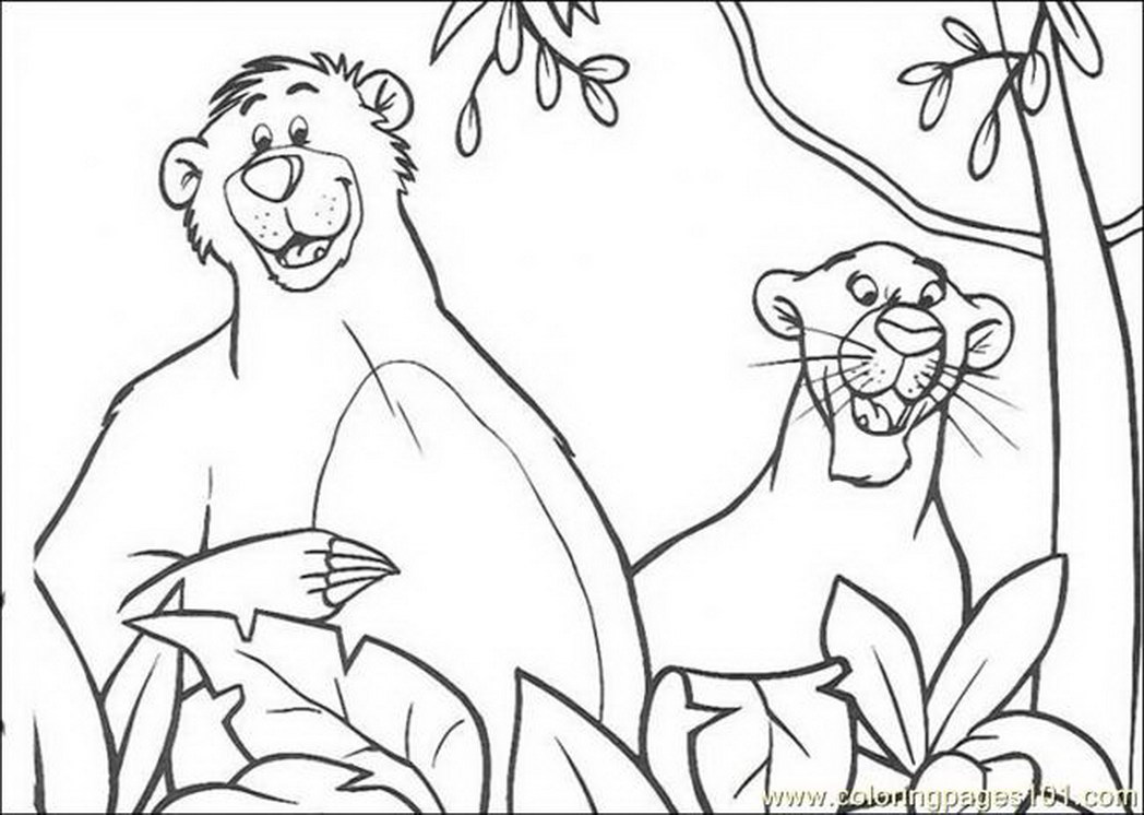 1048x746 Coloring Pages Bagheera Baloo Cartoons The Jungle Book Free 603329