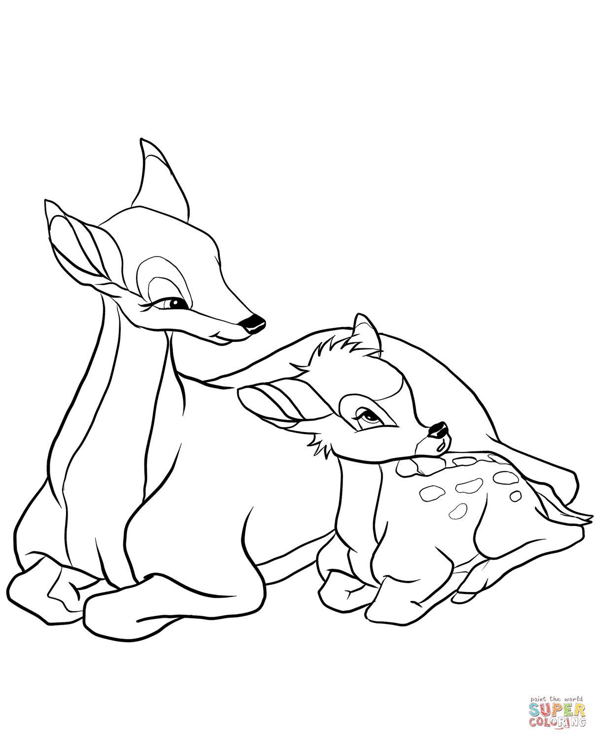 1211x1500 Bambi With His Mother From Bambi Coloring Page