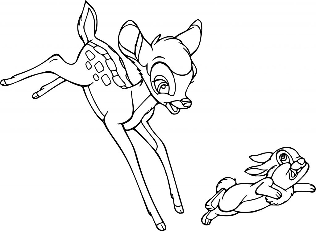 1024x751 Bambi Thumper Running Coloring Pages Wecoloringpage