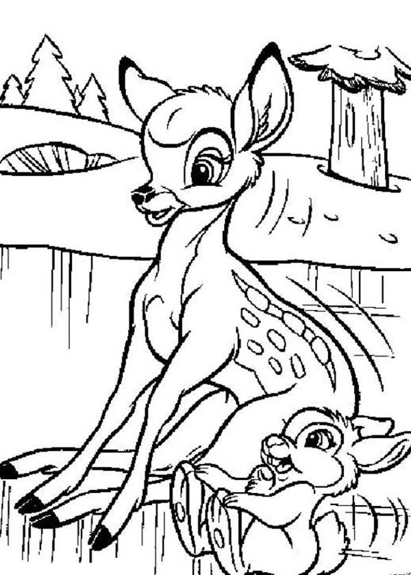 600x840 Bambi And Thumper Slide On Ice Coloring Pages Bulk Color