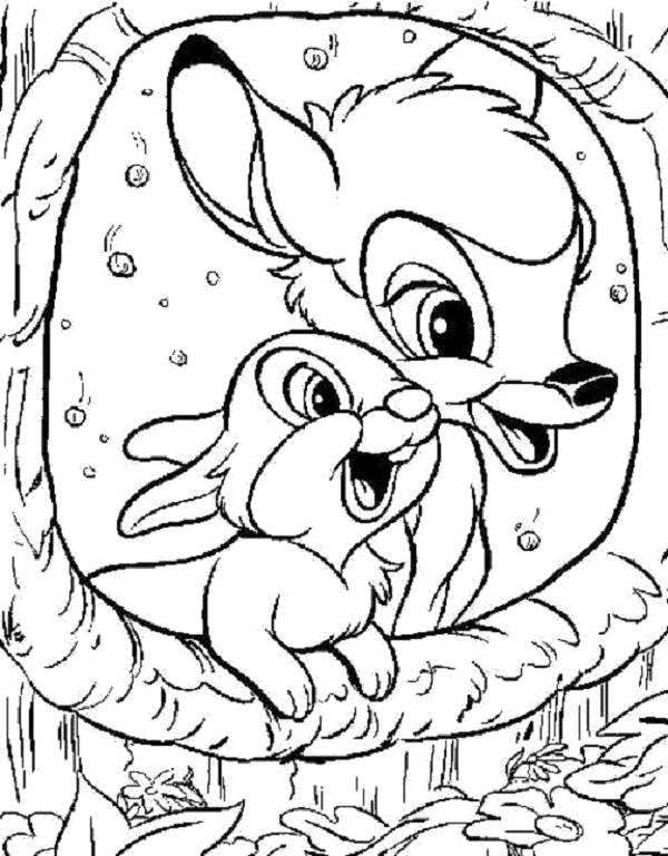 600x769 Bambi And Rabbit Smile Coloring Page Disney Rabbit