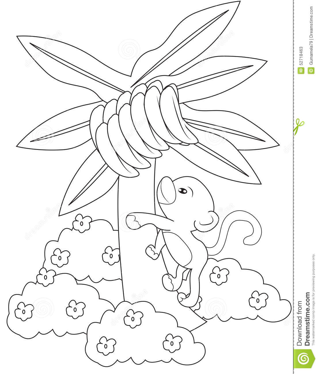 1108x1300 Banana Tree Coloring Page Stock Photos Monkey Climbing A Banana