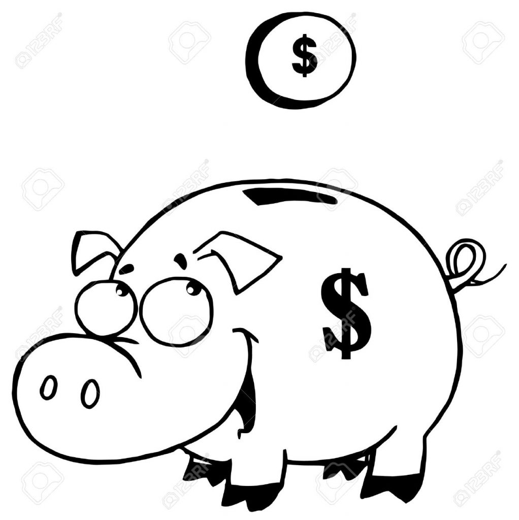 1022x1024 New Piggy Bank Coloring Page 49