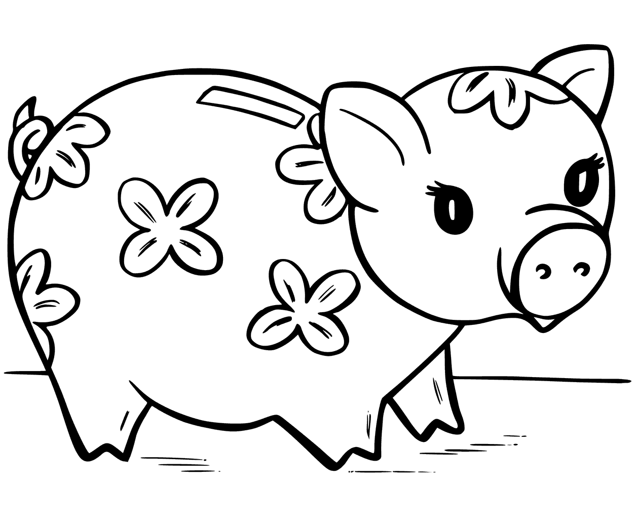 1253x1024 Cute Piggy Bank Coloring Page