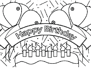 300x225 Happy Birthday Banner Coloring Page