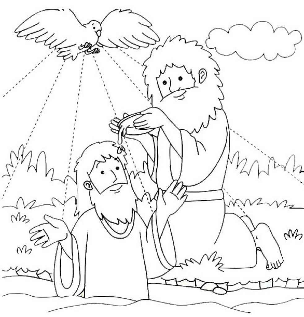 982x1024 Awesome Jesus Being Baptized Coloring Pages Gallery Printable