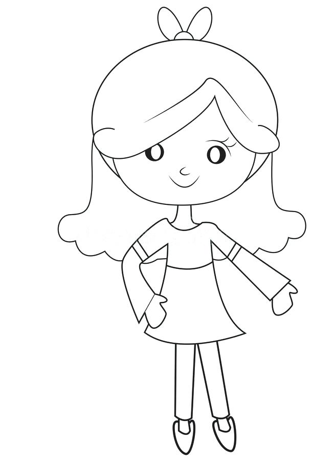 610x900 Hair Coloring Pages Young Beautiful Girl With Long Hair Stock Line