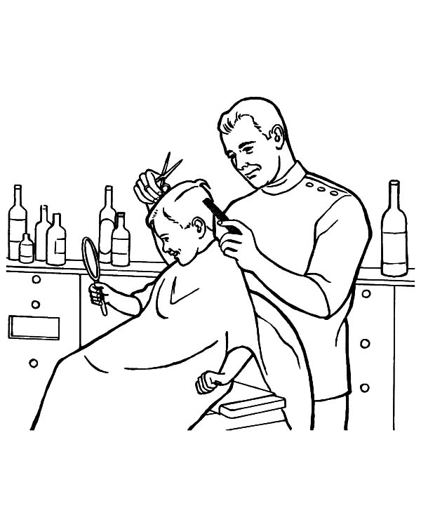 600x734 Barber Job Is To Cut Hair Coloring Pages Batch Coloring