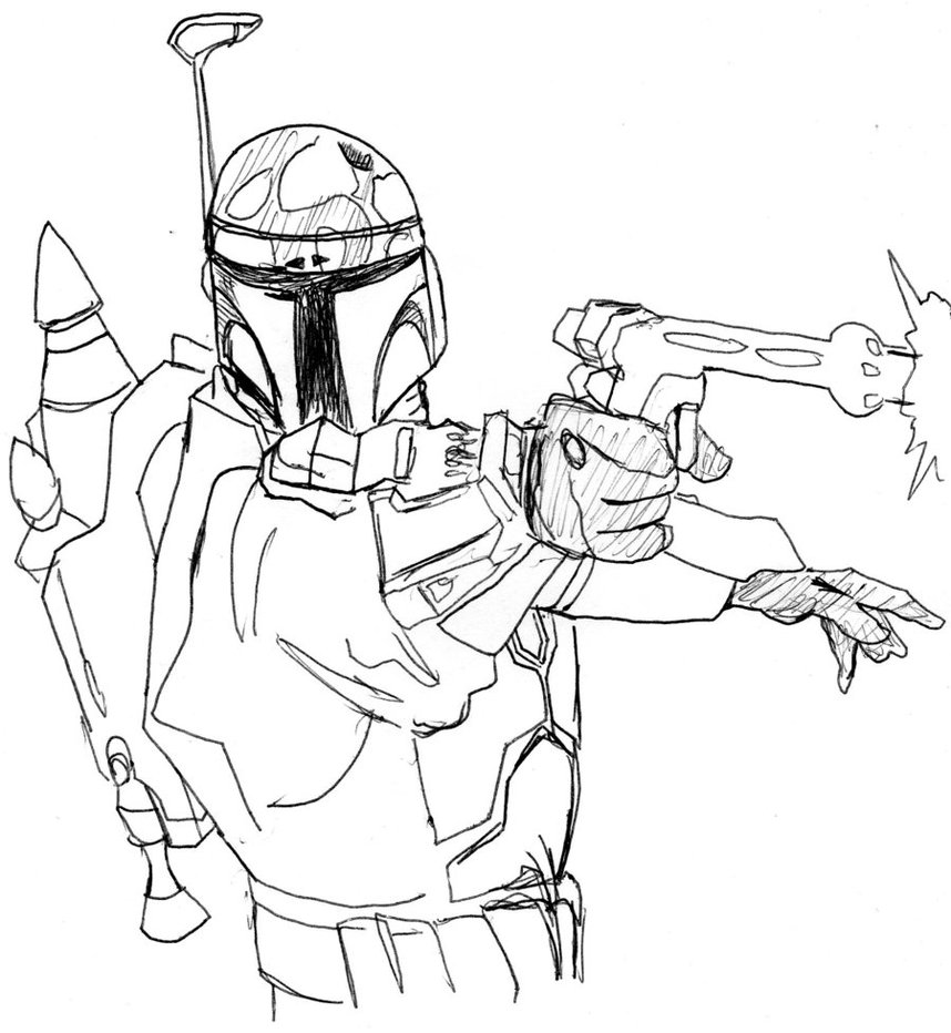 858x932 Jango Fett Coloring Page Free Download