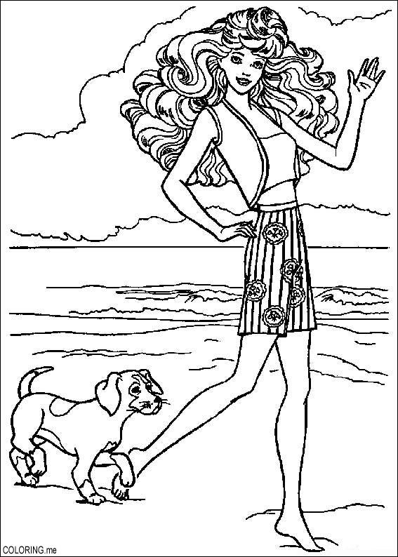 567x794 Coloring Page Barbie On Beach