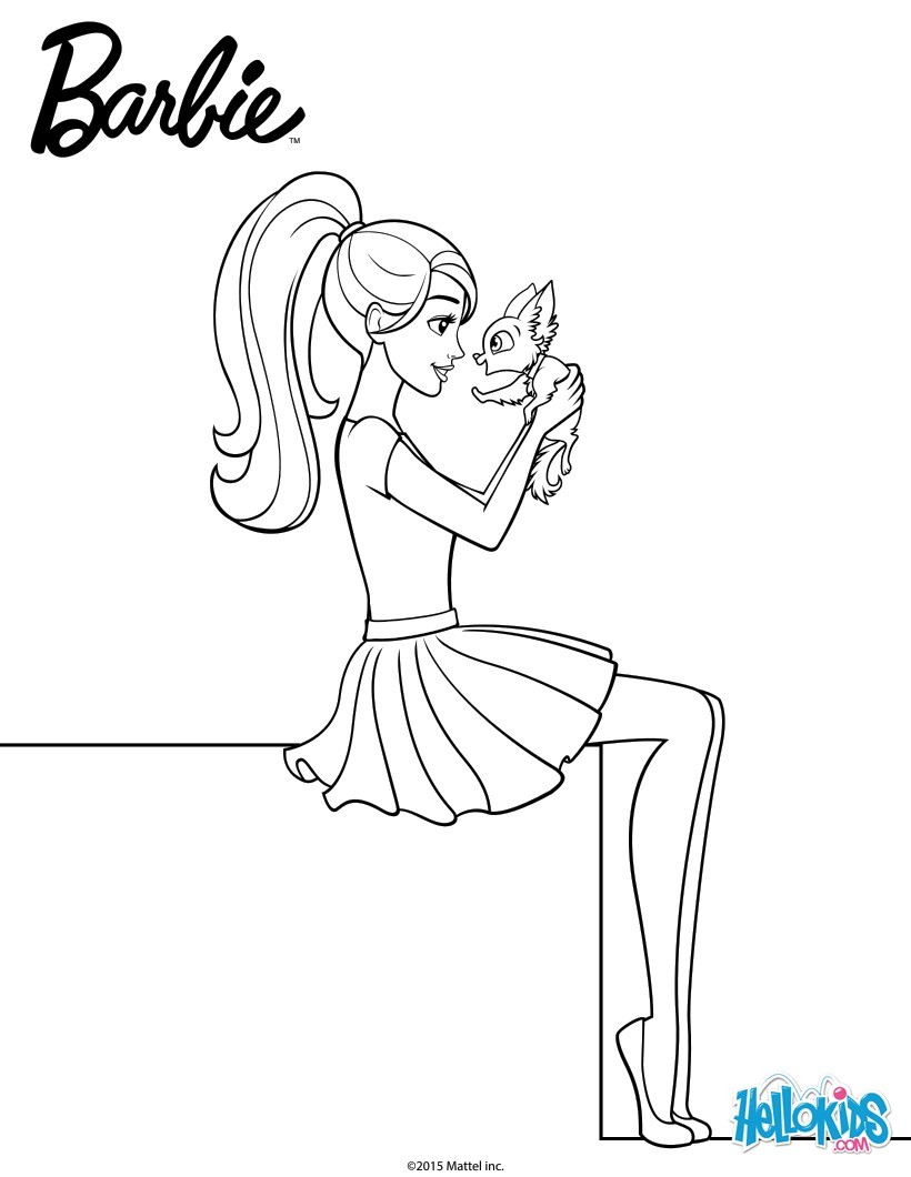 820x1060 Barbie And Her Cute Puppy Coloring Pages