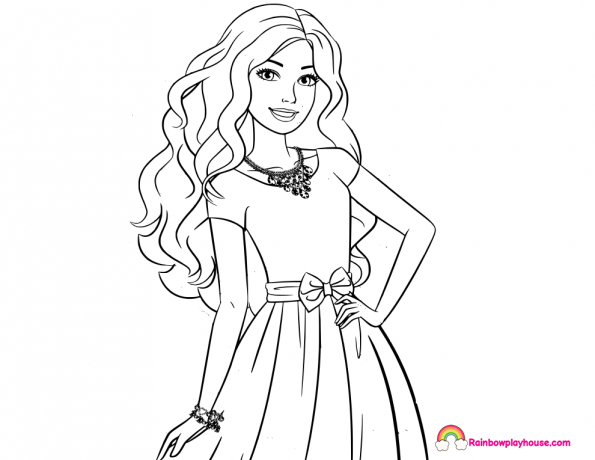 595x460 Barbie Dress Coloring Page