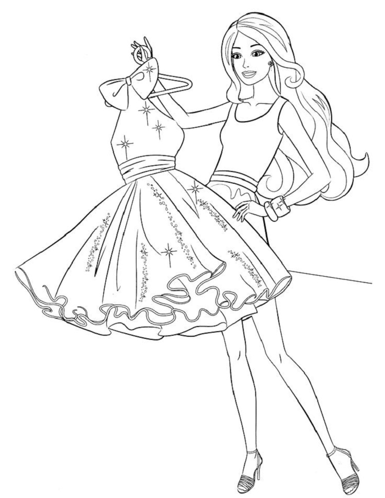 750x970 Barbie Dress Coloring Pages