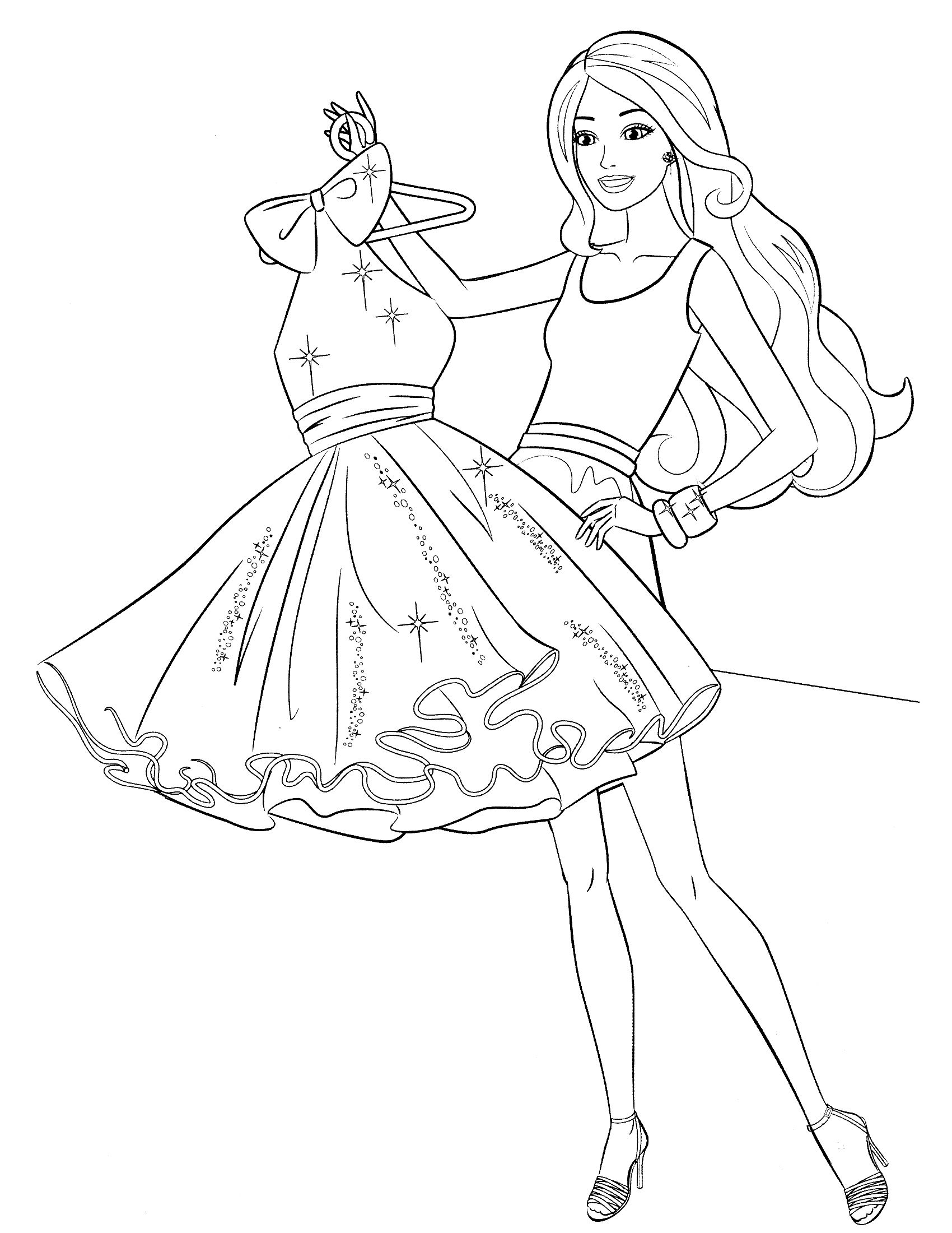1700x2200 Barbie Dress Coloring Pages Dibujos Colorear