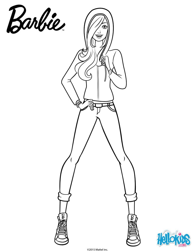 820x1060 Barbie Wearing A Hoodie Coloring Pages