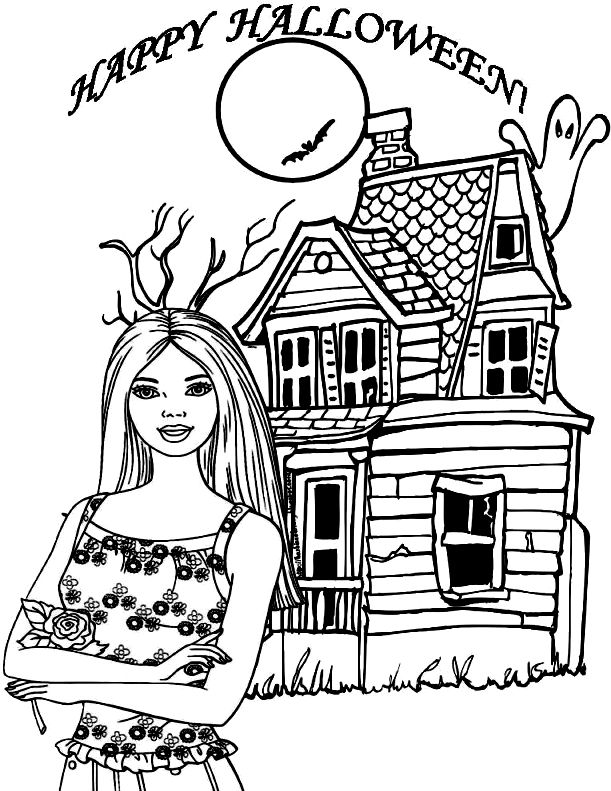 611x791 Barbie Halloween Coloring Pages