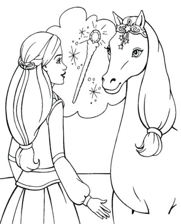 600x742 Barbie Horse Coloring Pages Barbie And Her Horse In Horses