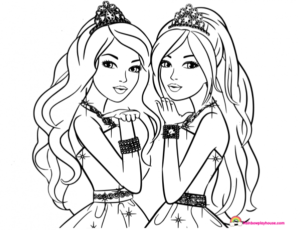 595x460 Barbie Princess Coloring Page Printable Rainbow Playhouse Coloring