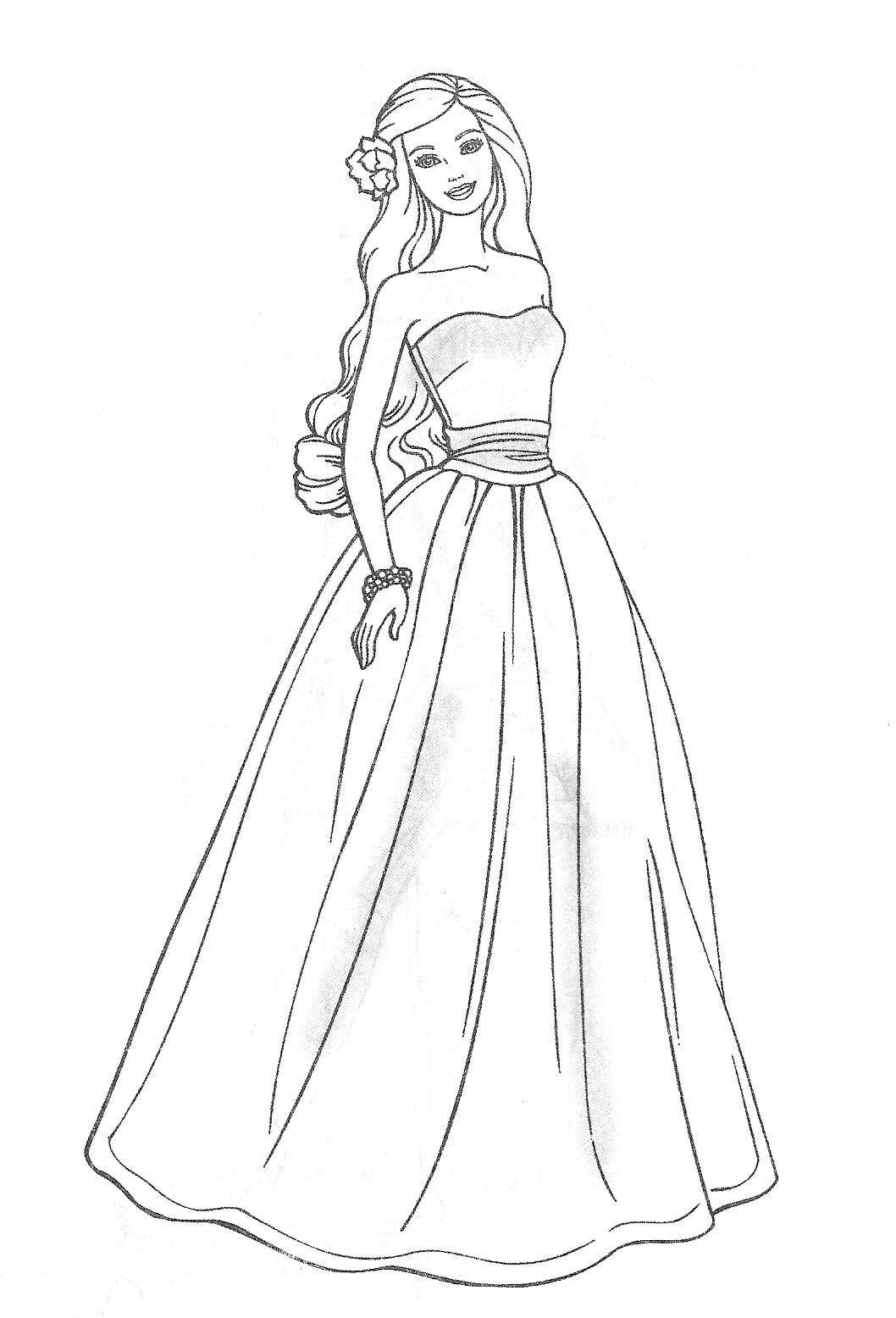 Barbie Wedding Dress Coloring Pages