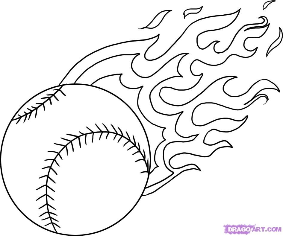 945x789 Baseball Flaming Baseball Cool! Get This Coloring Page