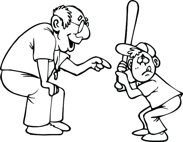 600x464 Baseball Color Pages Grandfather Teach Me Playing Baseball