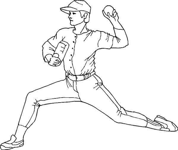 600x506 Baseball Pitcher Coloring Pages