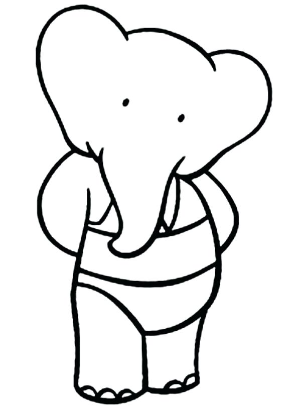600x815 Diaper Coloring Page King The Elephant Daughter In Her Swimsuit
