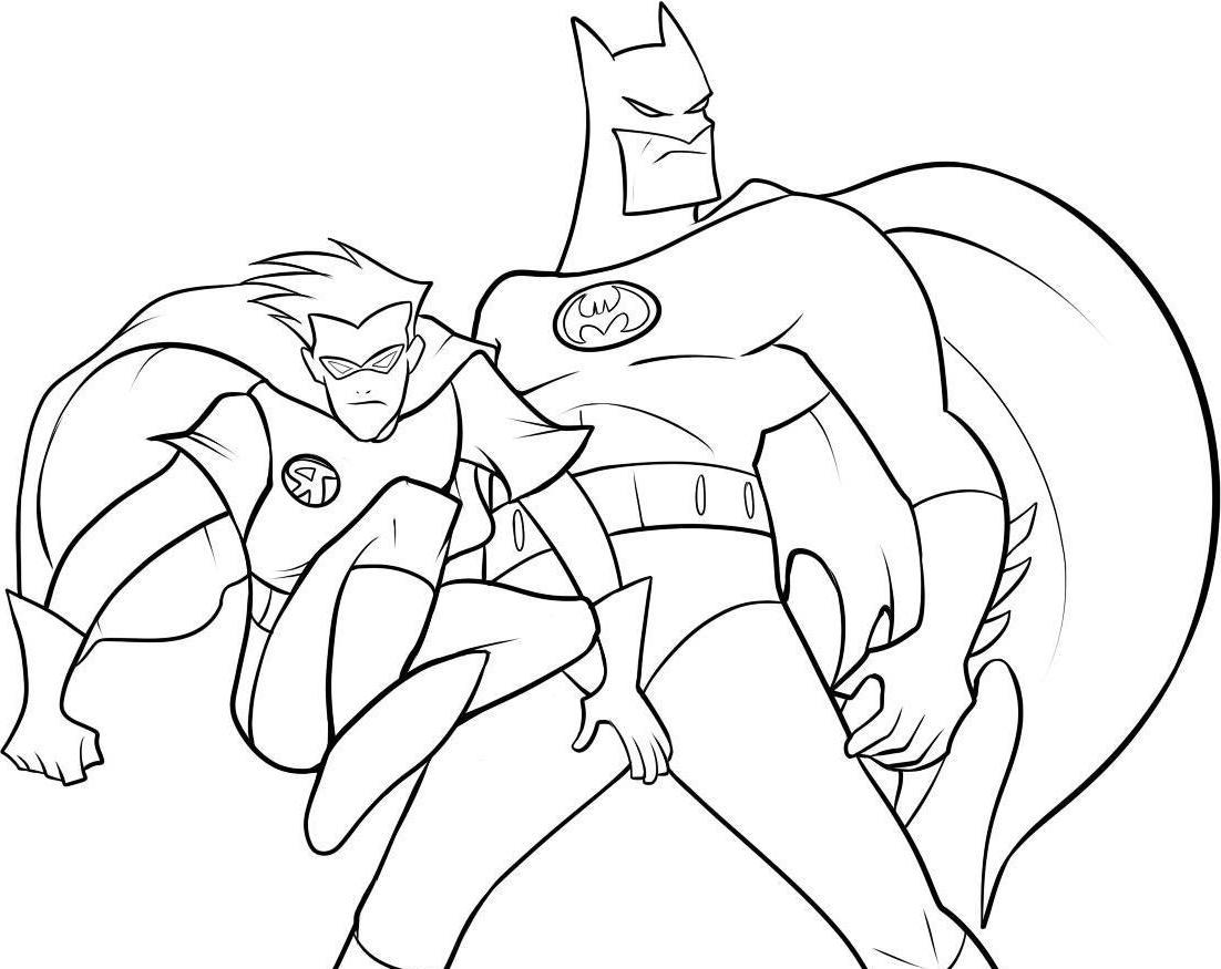1102x875 Batman And Robin In Action Free Coloring Page Batman, Kids
