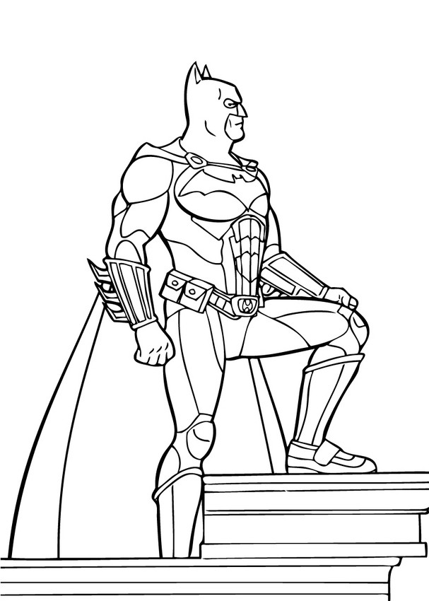 607x850 Batman's Car In The City Coloring Pages