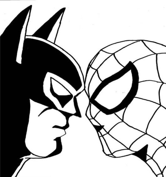 530x564 Spiderman Batman Face To Face Coloring Pages Kids Color