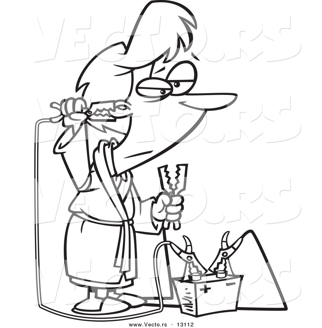 1024x1044 Vector Of A Cartoon Tired Woman Trying To Recharge With A Battery