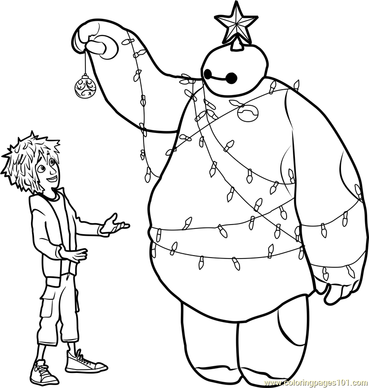 761x800 Hiro And Baymax Christmas Coloring Page