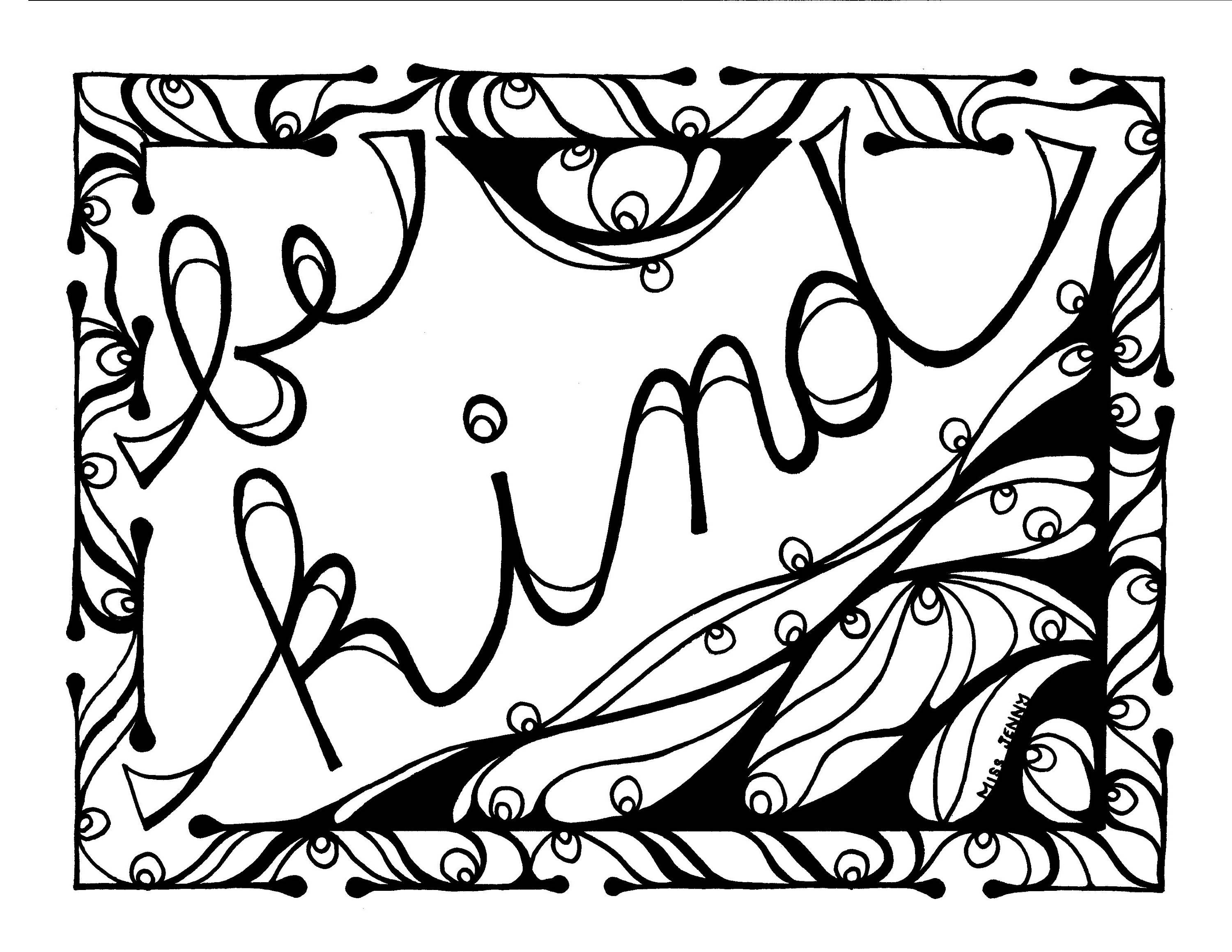 3000x2318 Be Kind Coloring Page Tattoo Art