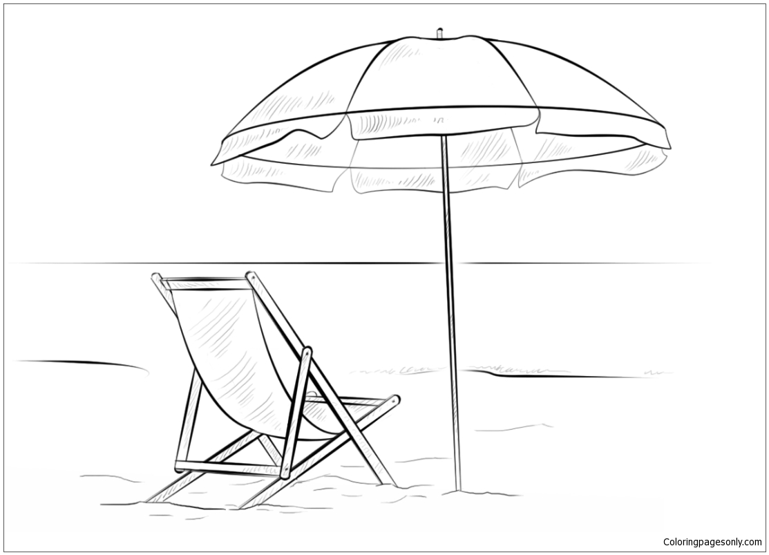 1113x803 Beach Chair And Umbrella Coloring Page