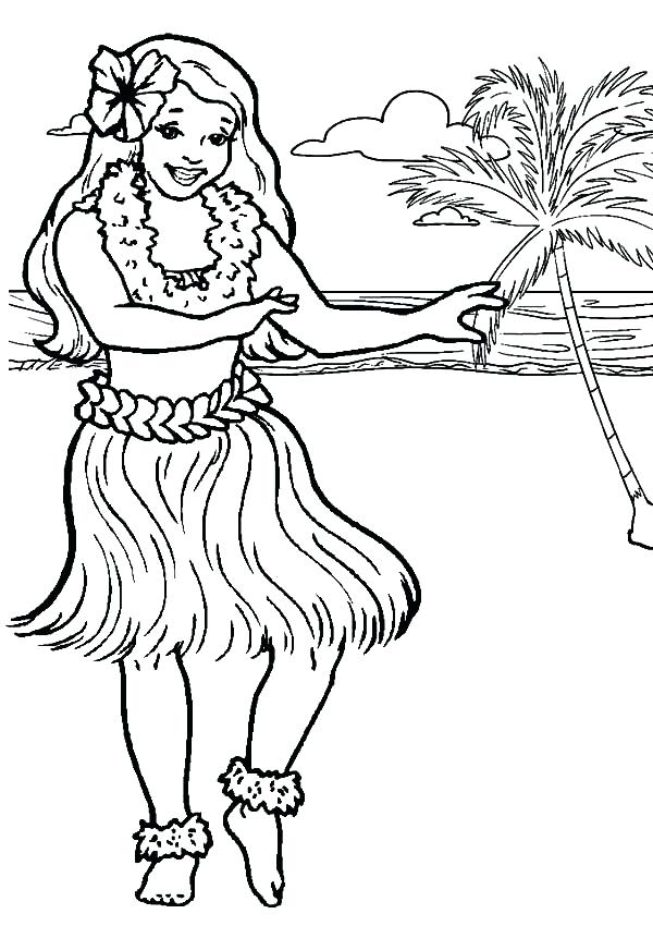 600x850 Beach Color Pages Hula Girl Dancing At The Beach Coloring Pages