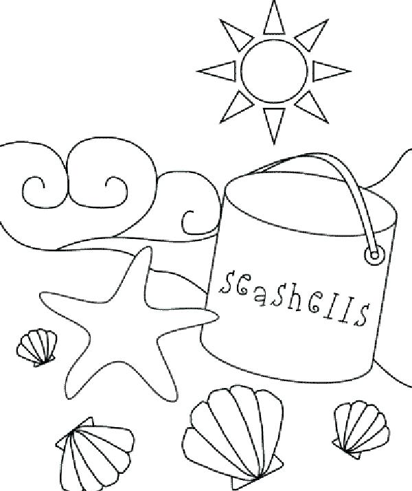 600x715 Summer Beach Coloring Sheets Pages Preschool Scene